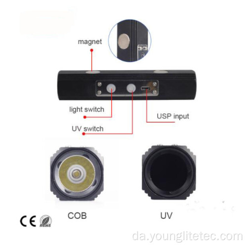 Genopladeligt aluminium Pet Moss Detection Uvled lommelygte